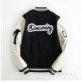 High Quality PU Sleeve Baseball Jackets Mens